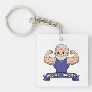 Süßer Kawaii-Muskel-Daddy-Bärtiger-Bodybuilder Schlüsselanhänger