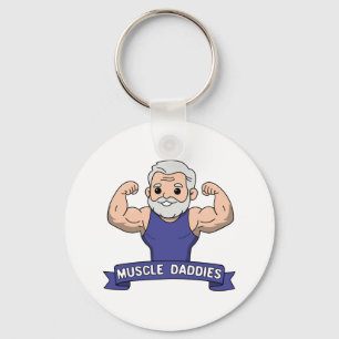 Süßer Kawaii-Muskel-Daddy-Bärtiger-Bodybuilder Schlüsselanhänger