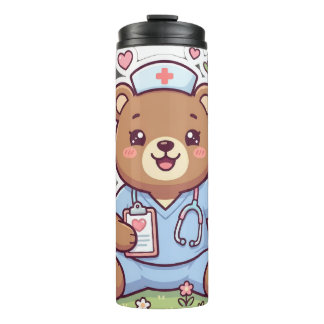 Süßer Kawaii-Nurse-Teddybär-Edelstahl-Wasser Thermosbecher