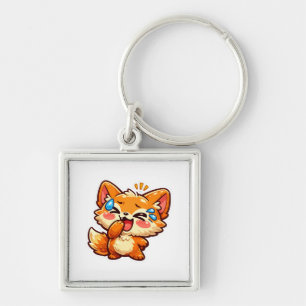 Süßer Kawaii Orange Fuchs Lachend Weinend TränenSt Schlüsselanhänger
