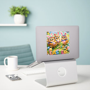 Süßer Kawaii-Osterhase, Eule und Dinosaurier-Lapto Aufkleber