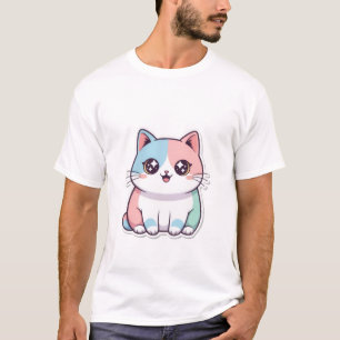 Süßer Kawaii-Pastell-Katzen-Aufkleber mit funkelnd T-Shirt