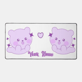 Süßer Kawaii Pastell-Lila Bär mit individuellem Na Schreibtischunterlage