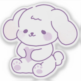 Süßer Kawaii Pastell Lila Hängeohren Welpe Aufkleber