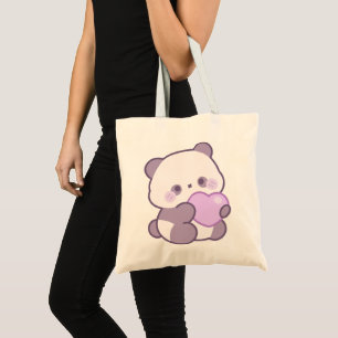 Süßer Kawaii Pastell-Lila Panda mit Herz Tragetasche