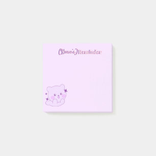 Süßer Kawaii-Pastell-Lila-Sparkle-Bärenjunges indi Post-it Klebezettel