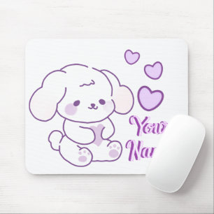 Süßer Kawaii Pastelllila Benutzername Hund Mousepad