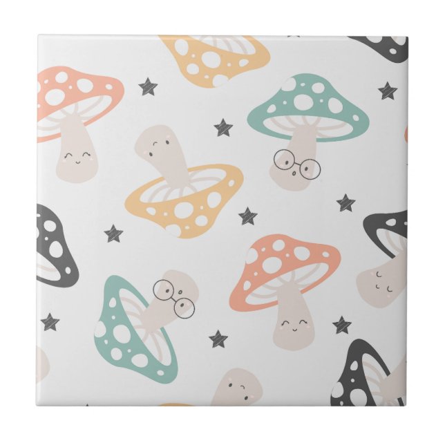 Süßer Kawaii Pilz Fliese (Vorderseite)