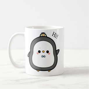Süßer Kawaii-Pinguin sagt Hallo Kaffeetasse