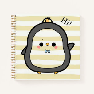 Süßer Kawaii-Pinguin sagt Hallo Notizbuch