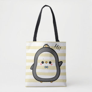 Süßer Kawaii-Pinguin sagt Hallo Tasche