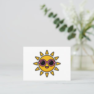 Süßer Kawaii Retro-Sonne mit rosa Sonnenbrille im Visitenkarte