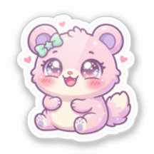Süßer Kawaii Rosa Bär Pastell Chibi Kätzchen Herz 