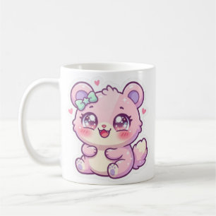Süßer Kawaii Rosa Bär Pastell Chibi Kätzchen Herz Kaffeetasse