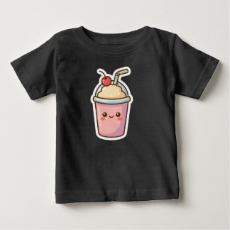Süßer Kawaii Rosa Milchshake Sticker Entwurf - Ado Baby T-shirt