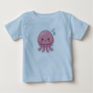 Süßer Kawaii Rosa Quallen-Sticker-Entwurf -Happy C Baby T-shirt