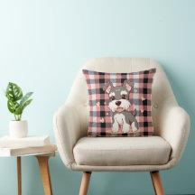 Süßer Kawaii Schnauzer-Hund rosa Büffel-Karo
