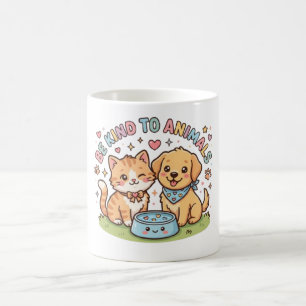 Süßer Kawaii-Sei nett zu Tieren Süße Katze und Auf Kaffeetasse