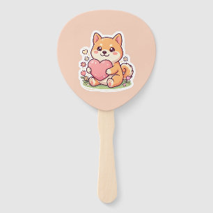 Süßer Kawaii Shiba Inu Hund Herz Sommer Handfächer