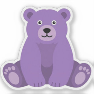 Süßer Kawaii Sitzender Lila Teddybär Vinyl Aufkleber
