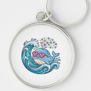 Süßer Kawaii Sommer Blauwal Herz SonnenbrilleStick Schlüsselanhänger