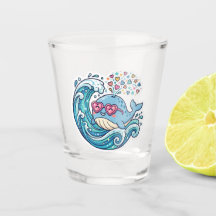 Süßer Kawaii Sommer Blauwal Herz SonnenbrilleStick