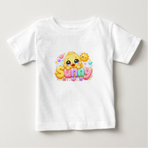 Süßer Kawaii Sonniger Küken Name Pastellrosa Funke Baby T-shirt