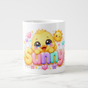 Süßer Kawaii Sonny Küken Name Pastell Rosa Funkeln Jumbo-Tasse