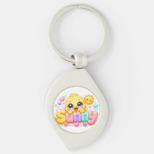 Süßer Kawaii Sonny Küken Name Pastell Rosa Funkeln Schlüsselanhänger