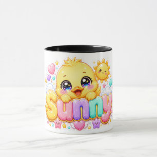 Süßer Kawaii Sonny Küken Name Pastell Rosa Funkeln Tasse