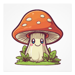 Süßer Kawaii-Stil, Pilzesuche Fotodruck