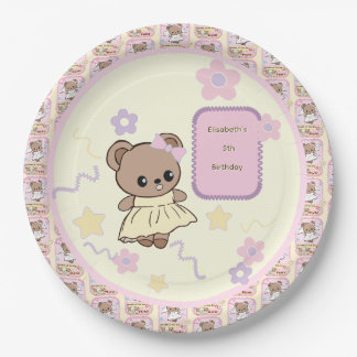 Süßer kawaii Teddybär Mädchen lustig koreanischer  Pappteller