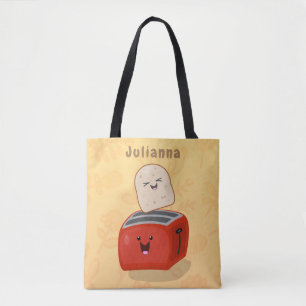 Süßer kawaii Toast und rote Toaster-Cartoon Tasche