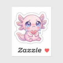 Süßer Kawaii trauriger Axolotl weint mit gebrochen