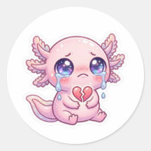 Süßer Kawaii trauriger Axolotl weint mit gebrochen