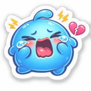 Süßer Kawaii Trauriger Blauer Schleim Weint mit Ze Aufkleber