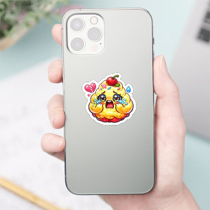 Süßer Kawaii Trauriger Cupcake Weint mit gebrochen Aufkleber