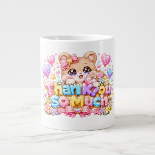 Süßer Kawaii-Vielen-Dank-Teddybär-Pastell-Pi Jumbo-Tasse