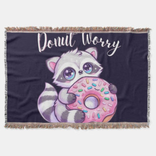 Süßer Kawaii Waschbär Donut Worry Decke