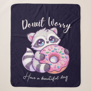 Süßer Kawaii Waschbär Donut Worry Sherpadecke