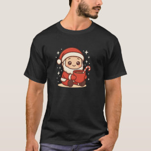 Süßer Kawaii Weihnachtsmann hält Kakaotasse Weihna T-Shirt