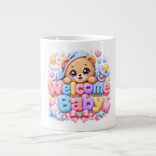 Süßer Kawaii Willkommen Baby Teddybär Pastell Rosa Jumbo-Tasse