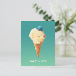 Süßer Kegel: Lächelnde Bichon-Eiscreme-Kunst Ankündigungspostkarte
