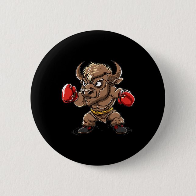 Süßer Kickboxen Bison I Kinder Bison  Button (Vorderseite)