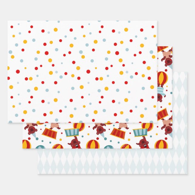 Süßer Kinderzirkus Retro Geschenkpapier Set (Set)