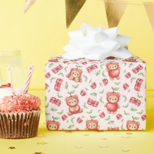 Süßer Kirschbär und Frucht-Nahtlosmuster Geschenkpapier