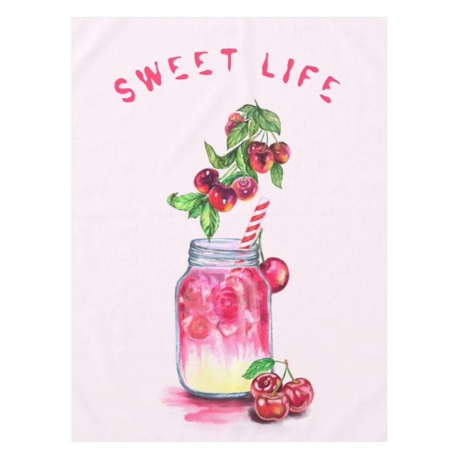 Süßer Kirschsaft Getränke Frucht Party Tablette Tischdecke (Vorderseite)