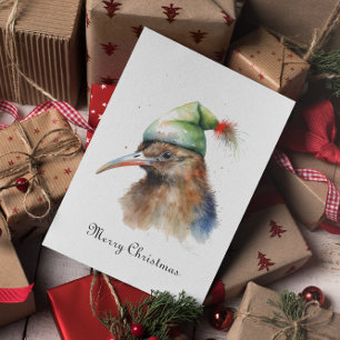 Süßer Kiwi-Vogel mit Weihnachts-Elfenhut, individu Feiertagskarte