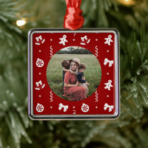 Süßer klassischer Rot-Weiß-Weihnachten Ornament Aus Metall