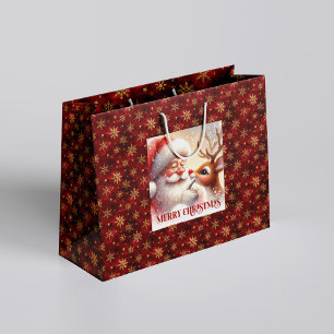 Süßer klassischer Weihnachtsmann Rotnase Rudolph G Große Geschenktüte